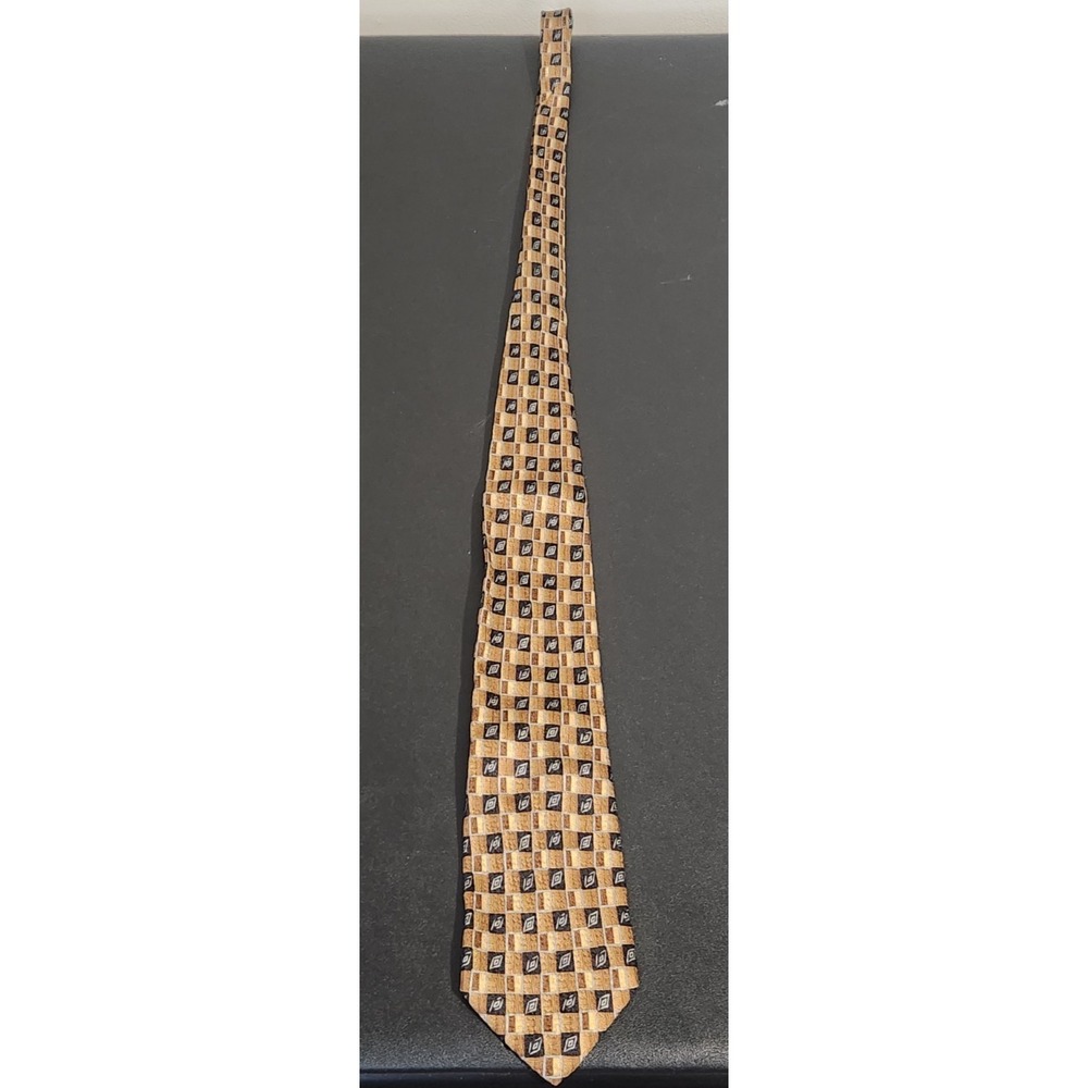 BACI Made in Italy Tie Geometric Gold Black 62" Long 100%‎ Silk
